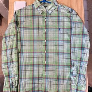 Polo Ralph Lauren Green and Blue Plaid Men's Button-Down Shirt